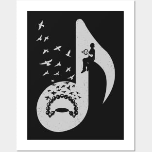 Musical note - Tambourine Posters and Art